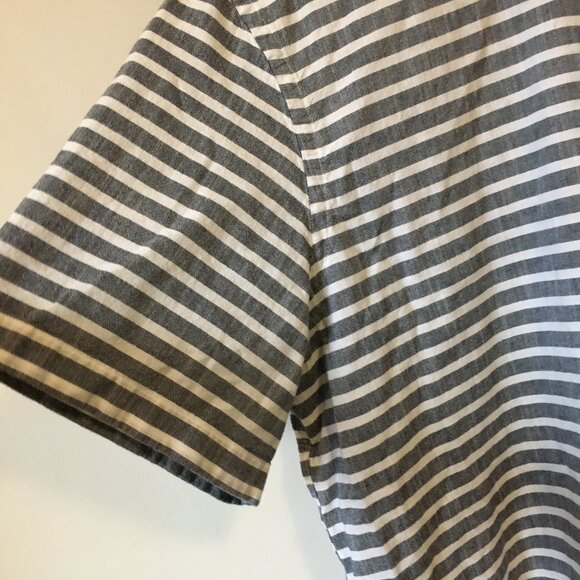 Black Brown 1826 Burton Grey and White Striped Button Down Casual Shirt - Picture 5 of 16